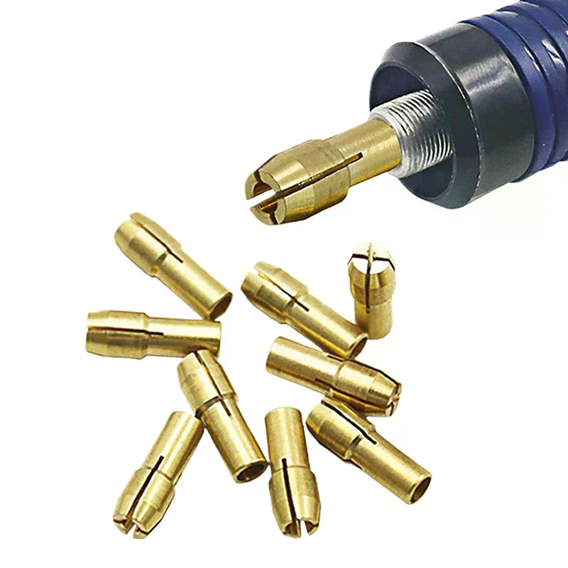 10Pc Brass Chuck Adapter Set 0.5–3.2mm | Dremel Rotary Tools Rotary Tool Adapter Nixie