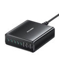 Rocoren 185W 8-in-1 USB-C Multi-Port Desktop Fast Charger Desktop USB Charger Nixie EU Plug Black
