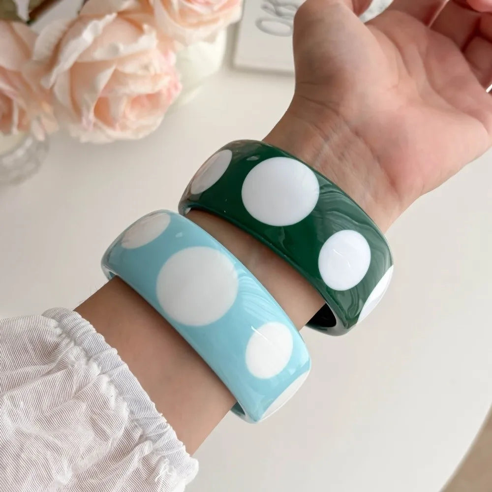 Colorful Resin Polka Dot Y2K Bangle Cuff Bracelet for Women