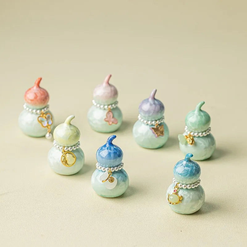 Kiln-Fired Crystal Glaze Ceramic Gourd Tea Pet Decoration Ceramic Desk Ornament Nixie