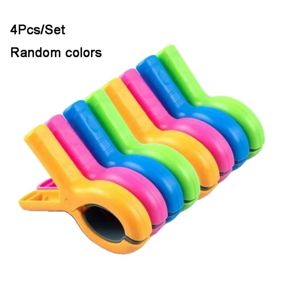 4-Pack Windproof Beach Towel Clips for Chairs, Pool & Cruise