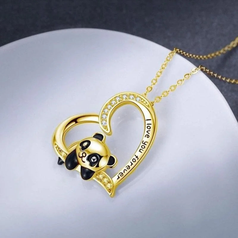 Panda Glass Pendant Necklace | Vintage Mood Tracker | Women's Gift Pendant Necklace Nixie Gold