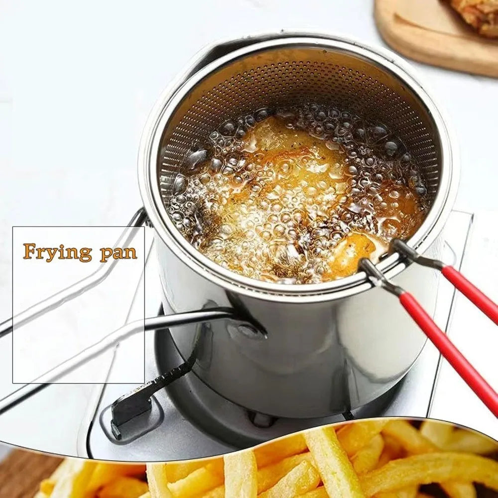 Mini Deep Fryer Pot with Basket – 304 Stainless Steel Deep Fryer Pot Nixie