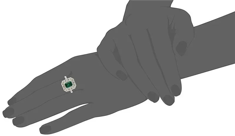 Art Deco Green Zircon Silver & Gold Fashion Ring | Sizes 6–10 Fashion Ring Nixie
