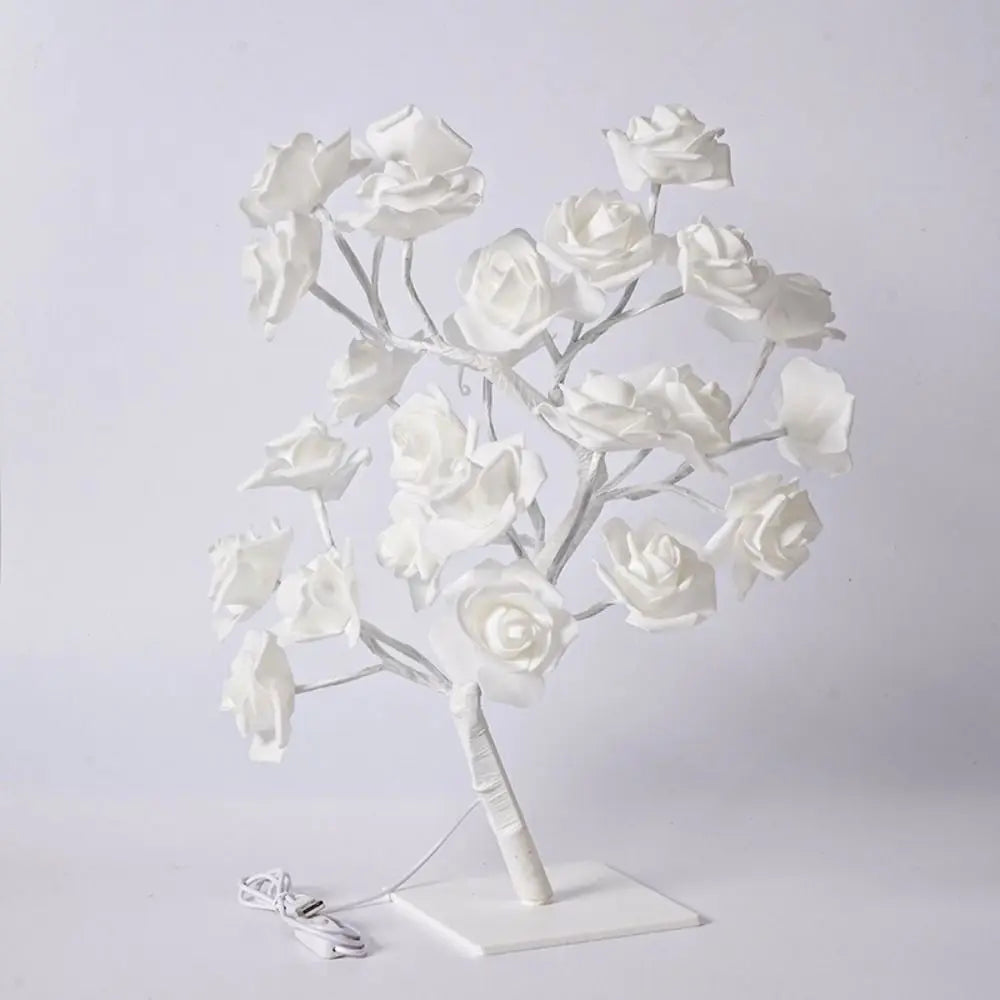 USB Rose Flower Tree LED Table Lamp | Warm Decorative Night Light