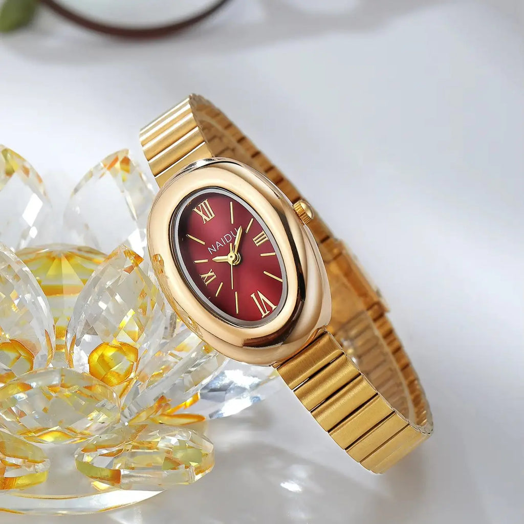 Naidu Oval Quartz Watch – Roman Numeral Light Luxury Style Oval Quartz Watch Nixie