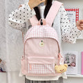Nixie Plaid Backpack – Korean Style Teen Girls School Bag School Backpack Nixie Pink