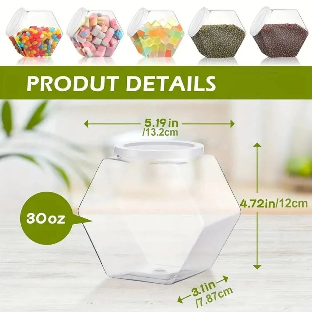 Hexagonal Clear Plastic Candy Cookie Jar – Airtight Food Storage