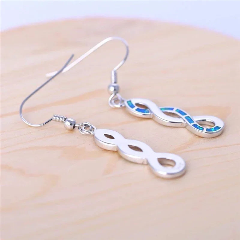 Silver-Plated Red Simulated Opal Drop Hook Earrings Drop Hook Earrings Nixie
