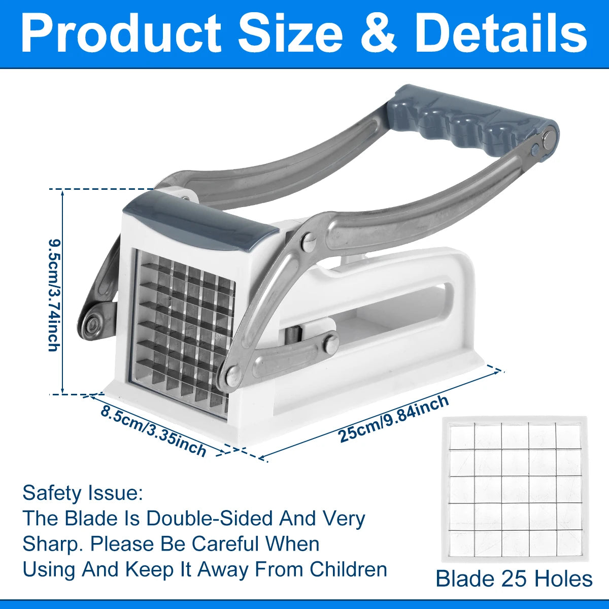 Stainless Steel French Fry Cutter & Vegetable Slicer Vegetable Fry Cutter Nixie Set D