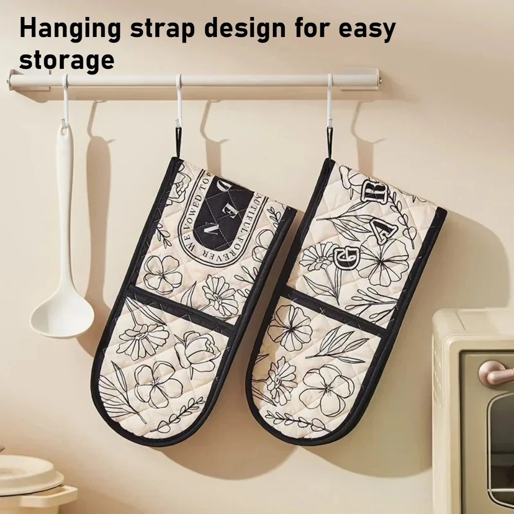 Heat Resistant Cotton Oven Glove – Nonslip BBQ Baking Mitt Oven Mitt Nixie
