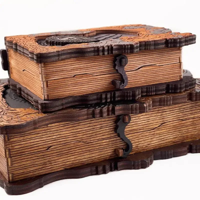 Dragon Grimoire Wooden Storage Box | Dragon Totem Gift Box Decorative Wooden Box Nixie