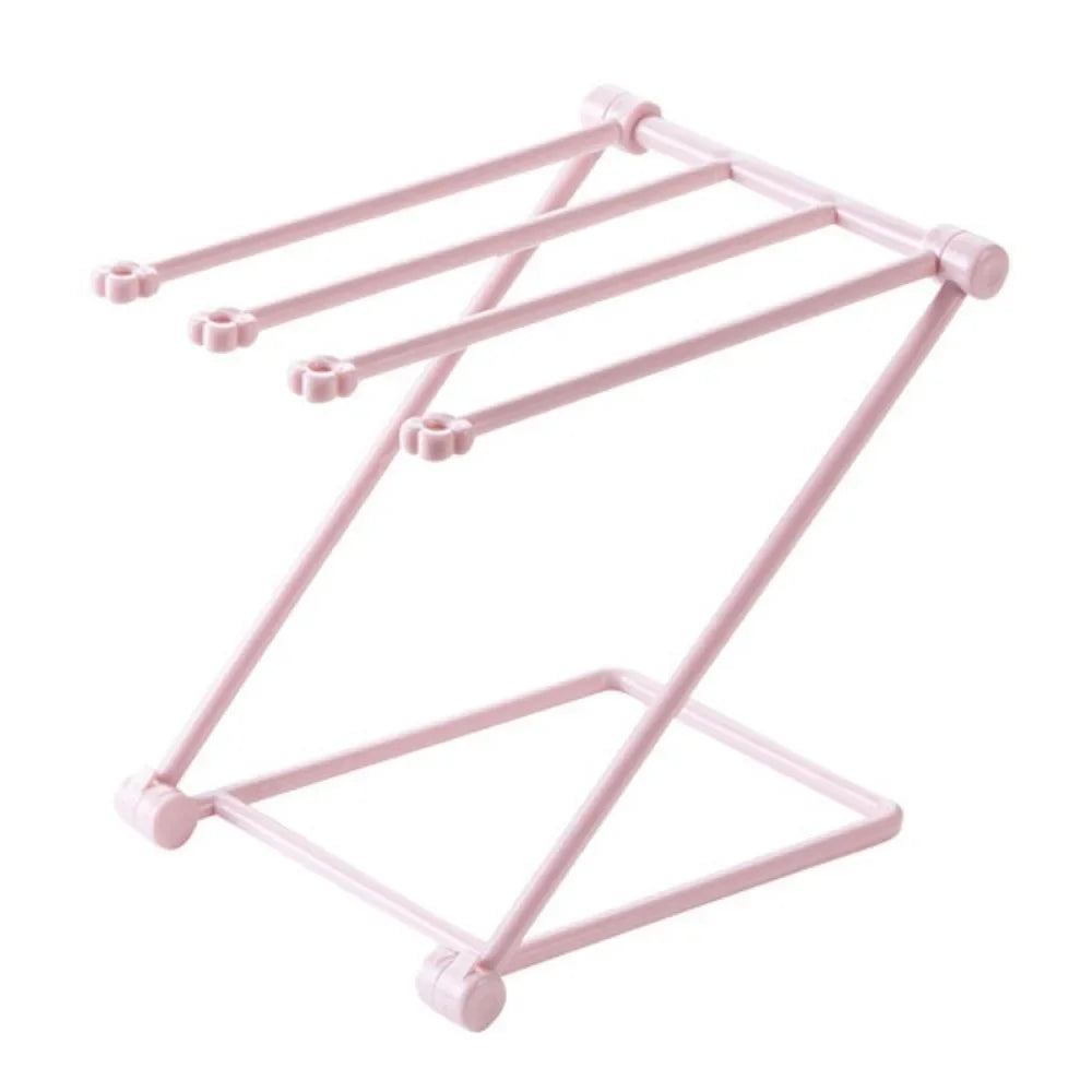 Freestanding Folding Towel Rack & Dishcloth Drying Stand Folding Towel Rack Nixie Pink