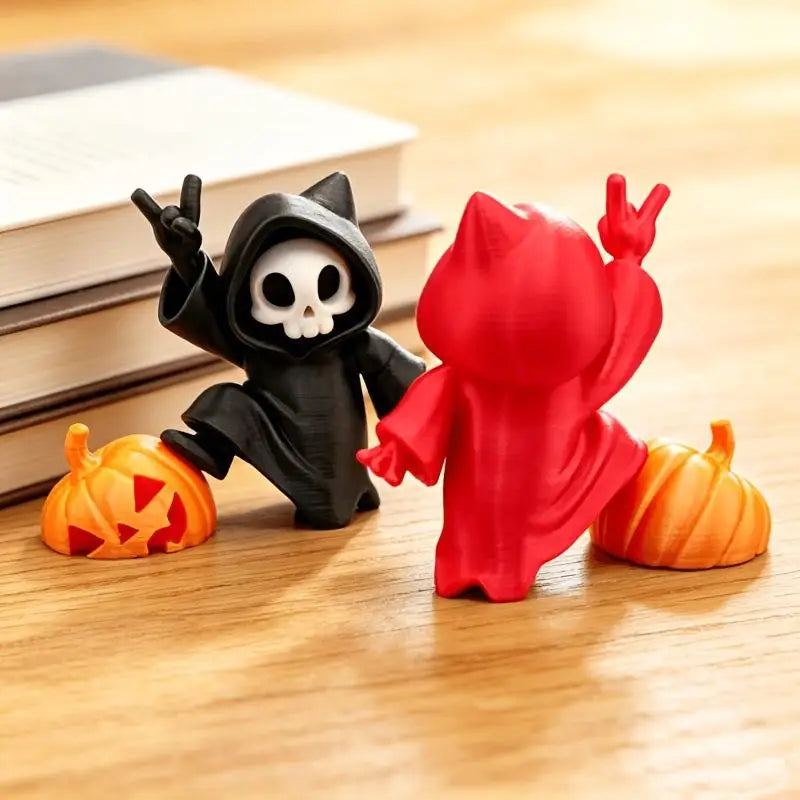 Halloween Skeleton Grim Reaper Figurine with Pumpkin | 3D Print Halloween Figurine Nixie