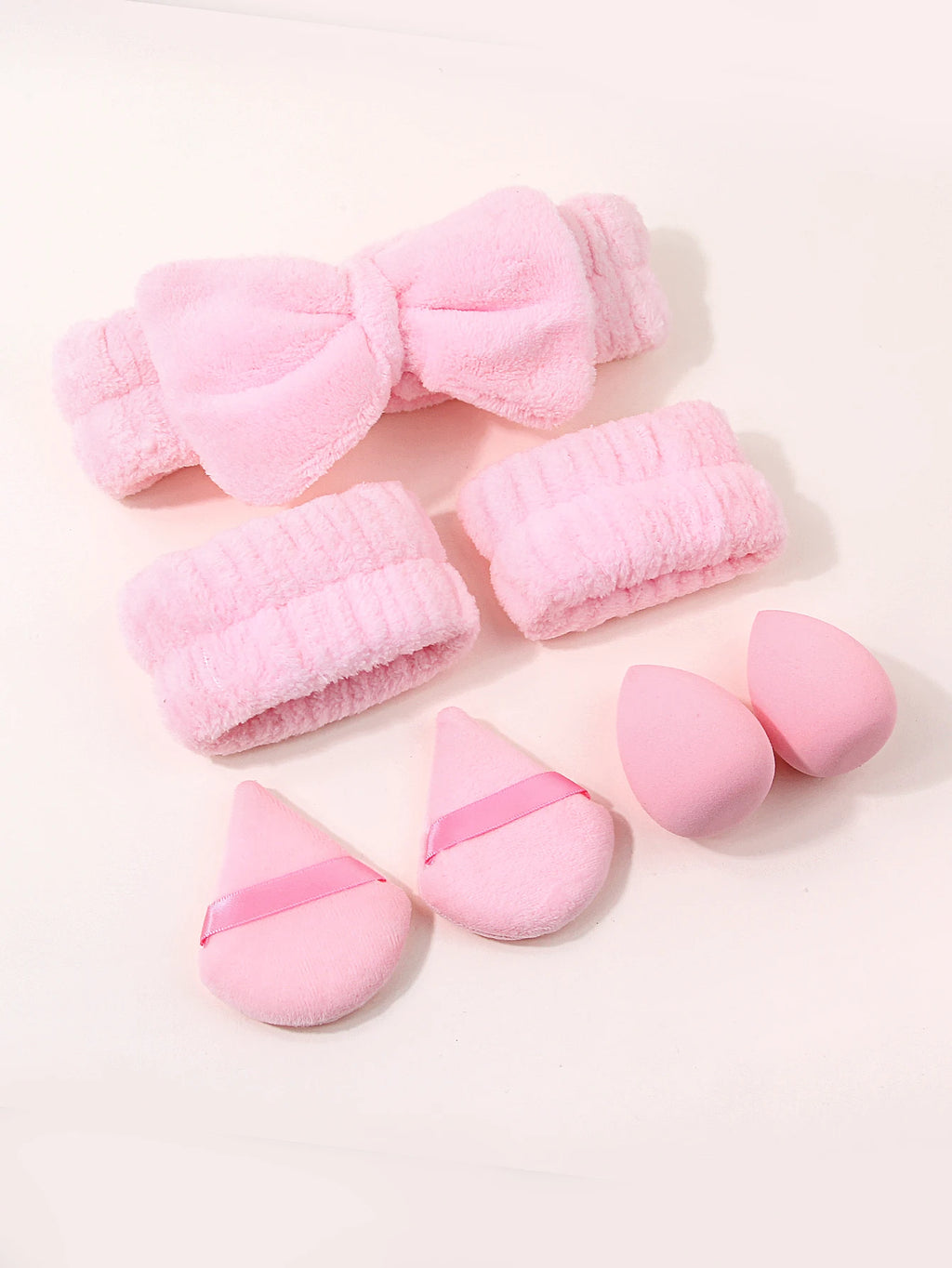 7-Piece Makeup Tool Set – Puffs, Spa Headband & Wristbands Makeup Tool Set Nixie