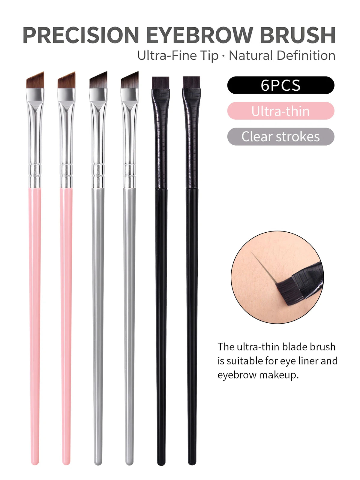 6-Piece Eye Makeup Brush Set – Eyeliner, Eyebrow & Shadow Makeup Brush Set Nixie