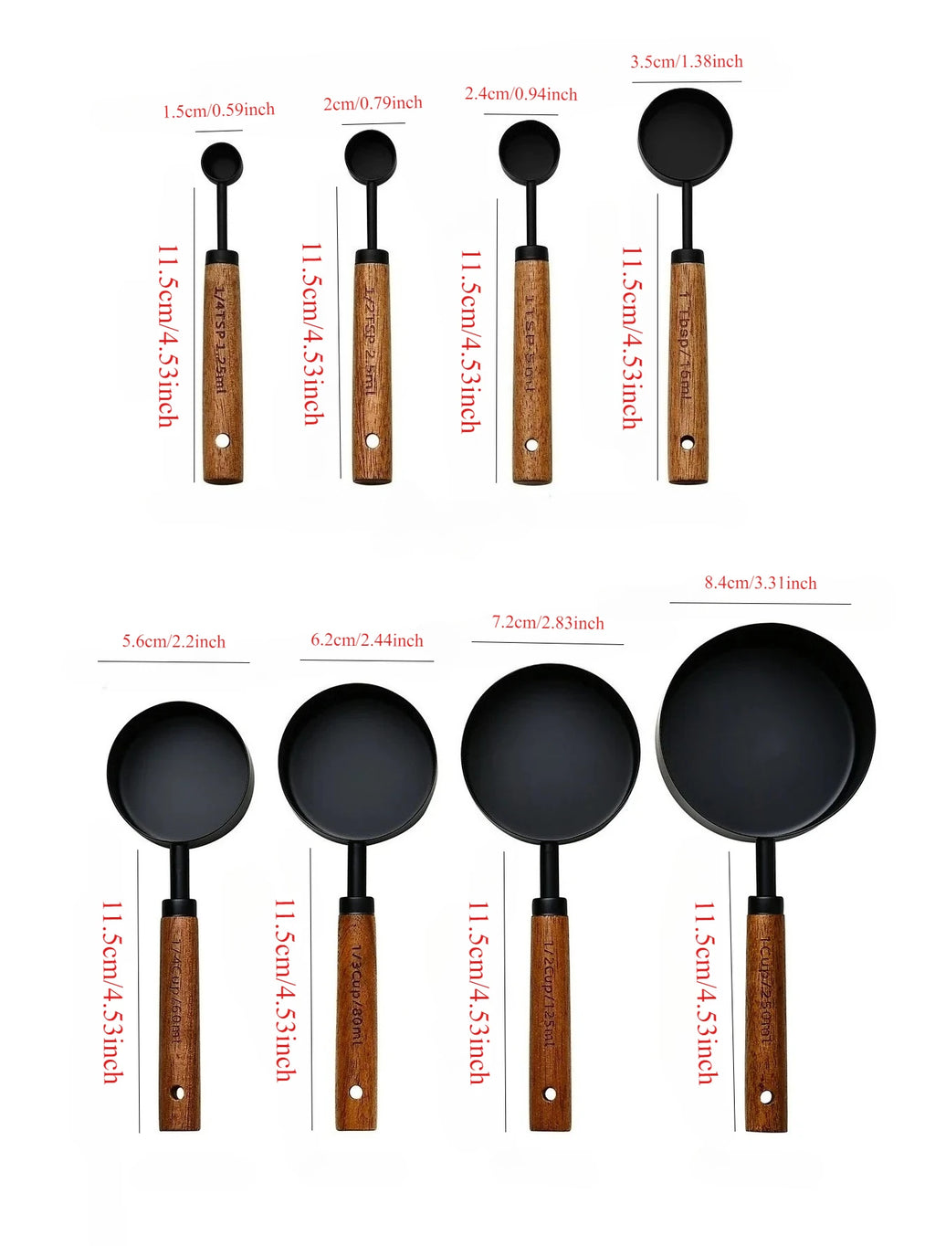 Stainless Steel Measuring Cup & Spoon Set – Rosewood Handles Measuring Cup Set Nixie