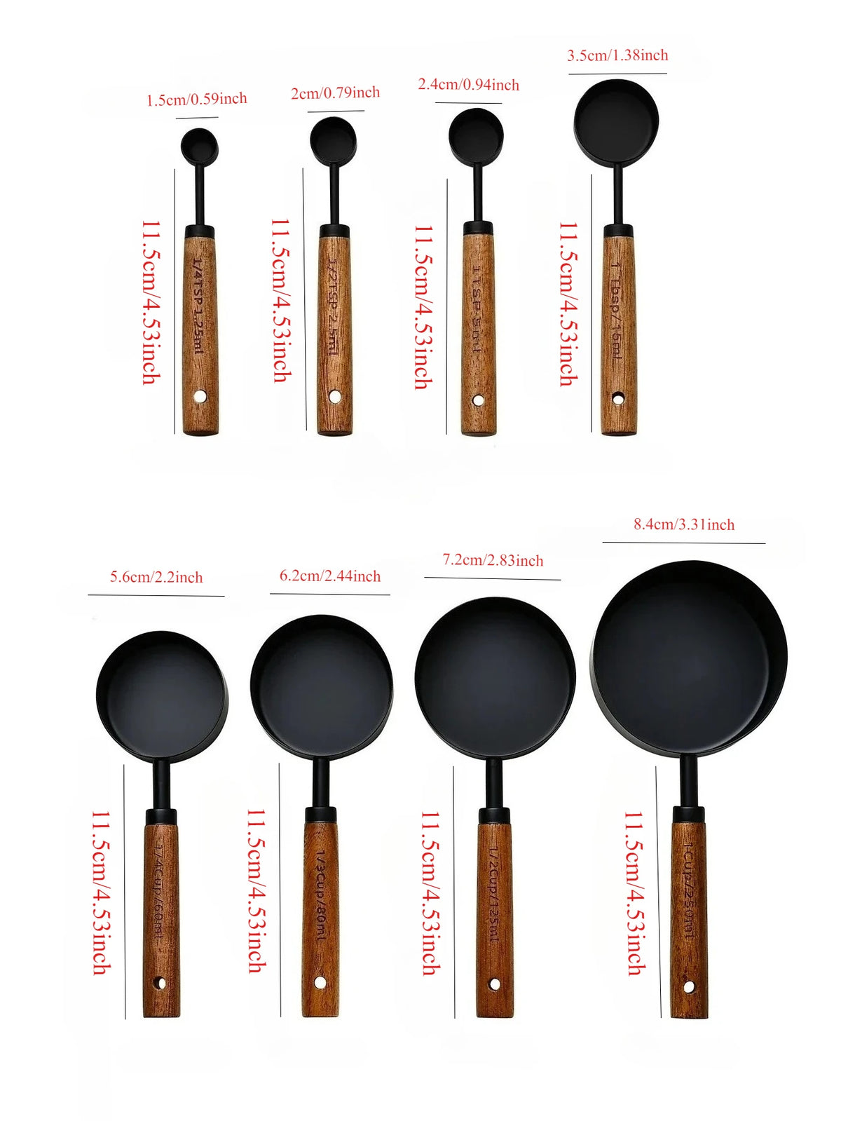 Stainless Steel Measuring Cup & Spoon Set – Rosewood Handles Measuring Cup Set Nixie