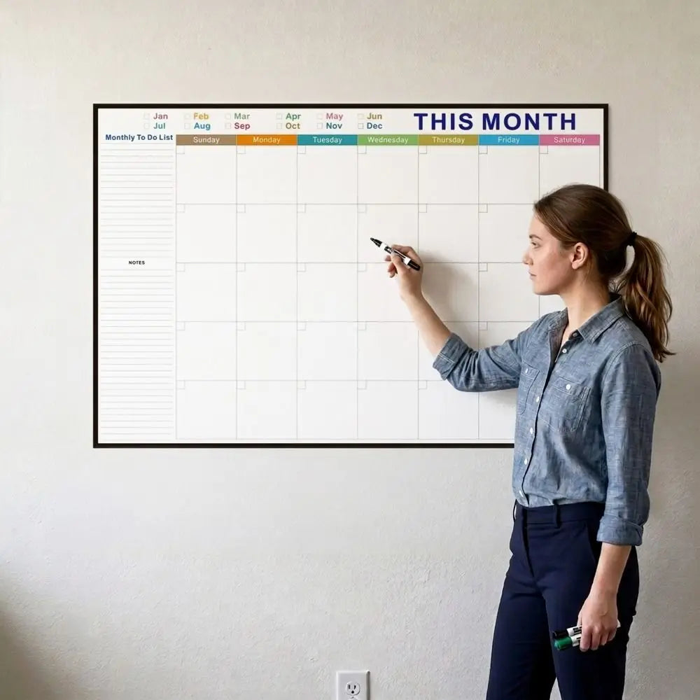 Reusable Dry Erase Monthly Planner Calendar Board 32x48in Whiteboard Planner Calendar Nixie