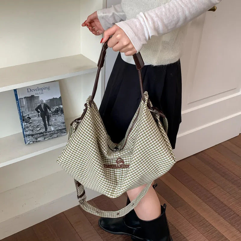 Nixie Retro Plaid Tote Bag – Large Capacity Women's Shoulder Bag Women's Tote Bag Nixie