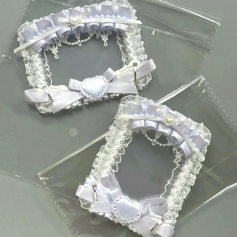 Lace Bow Heart Photocard Holder – Satin Ribbon Ita Bag Pendant Photocard Holder Pendant Nixie