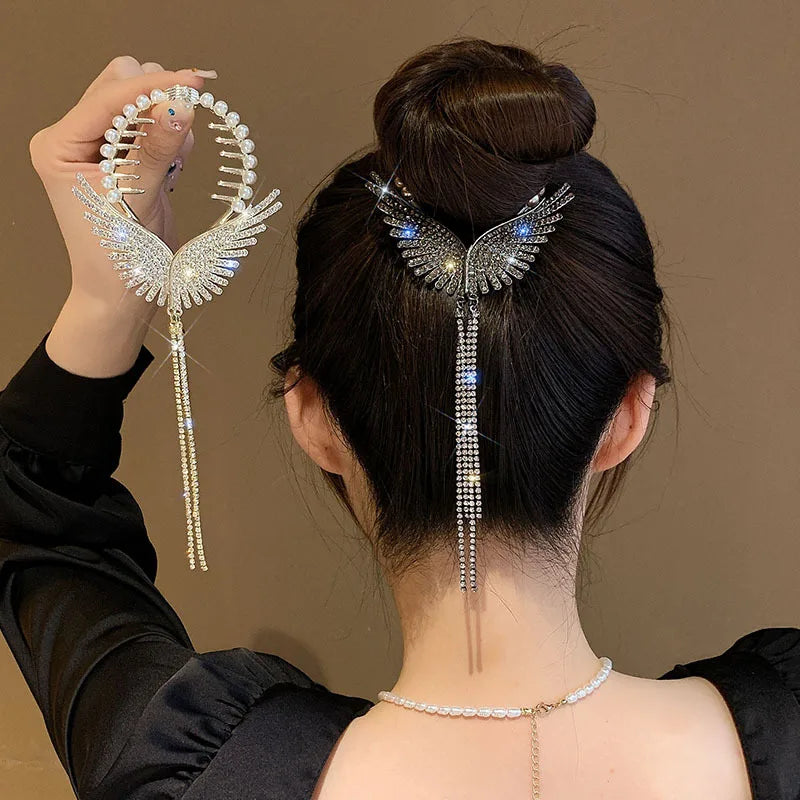 Angel Wing Tassel Hair Clip for Women – Bun Hair Claw Hair Claw Clip Nixie