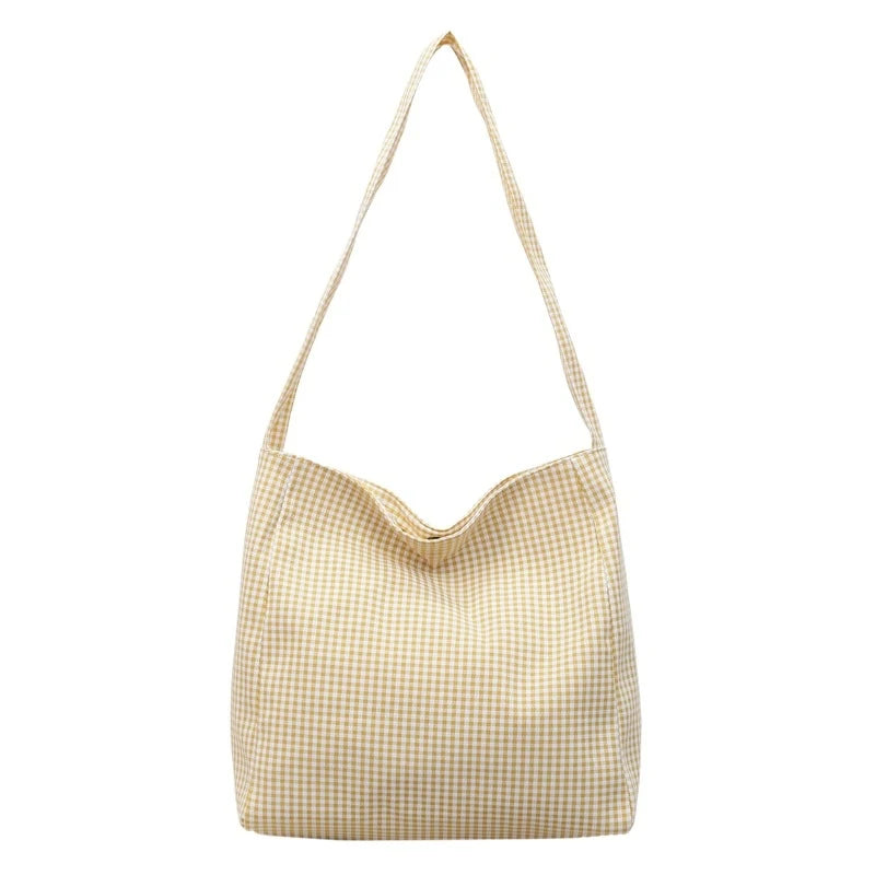 Women's Plaid Canvas Tote Bag – Large Capacity Shopping Bag Canvas Tote Bag Nixie