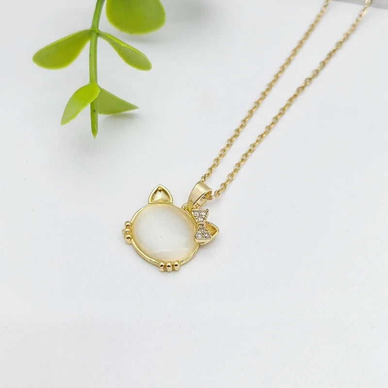 Cat Pendant Necklace | Stainless Steel Clavicle Chain for Women Pendant Necklace Nixie