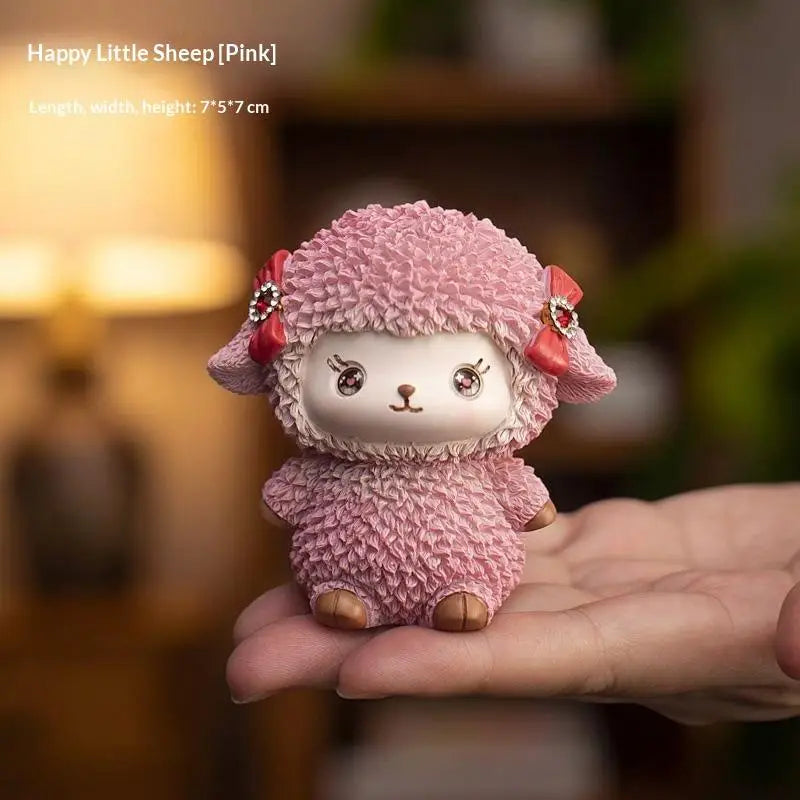 Cute Sheep Figurine Hand-Painted Resin Decor & Coin Bank Resin Figurine Nixie
