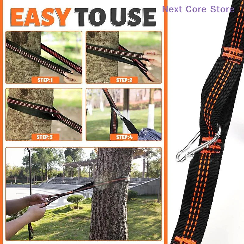 2-Pack Reinforced Polyester Hammock Straps – 5-Ring, 2m Hammock Straps Nixie