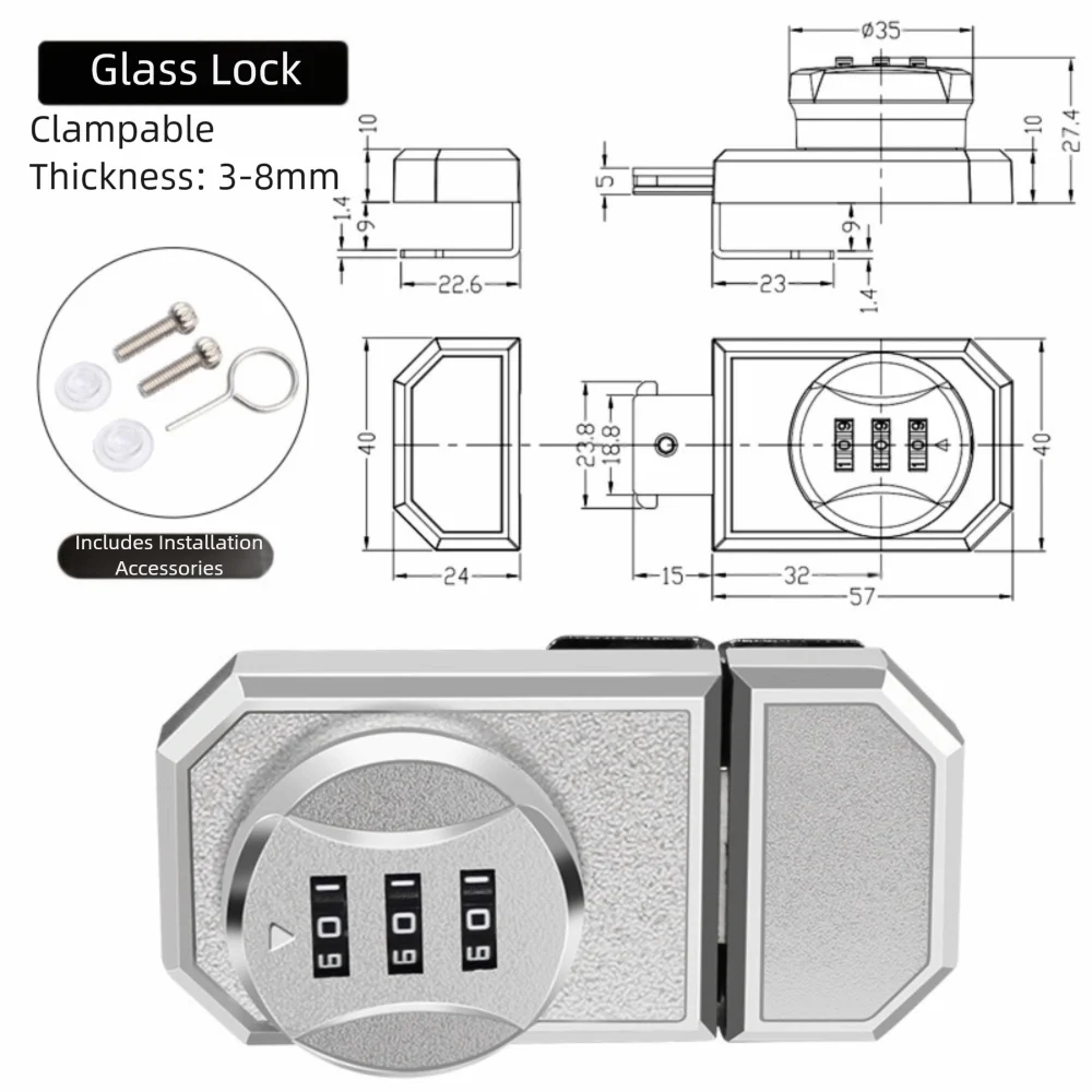 Zinc Alloy Combination Lock for Glass Doors & Cabinets