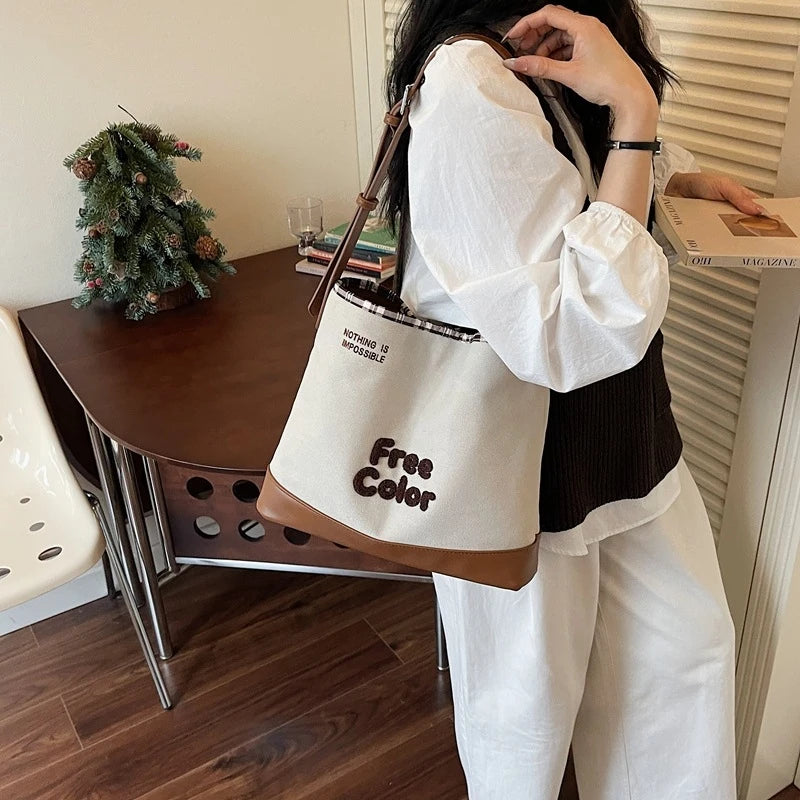 Caramel Embroidered Canvas Crossbody Shoulder Bag for Women Crossbody Shoulder Bag Nixie