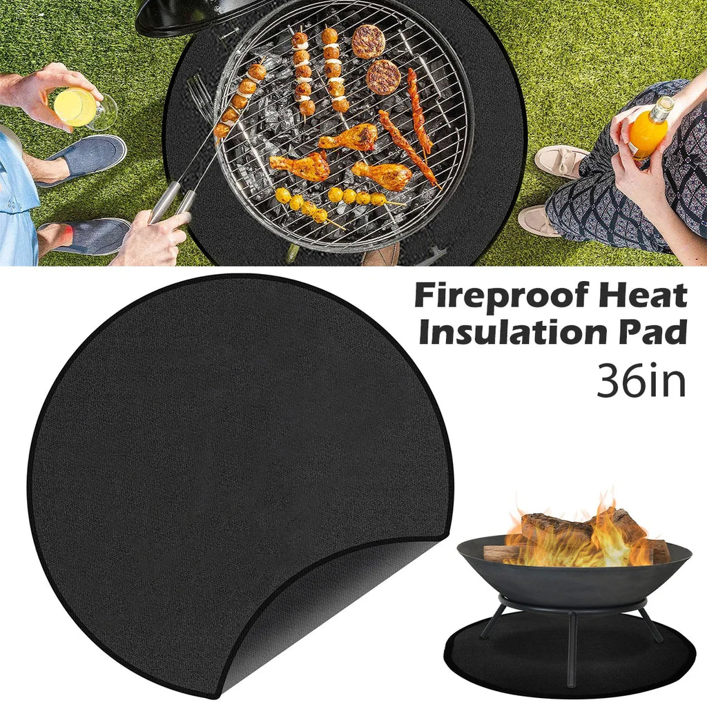 Fire Pit Mat Round Fireproof Pad | Heat-Resistant BBQ Protector