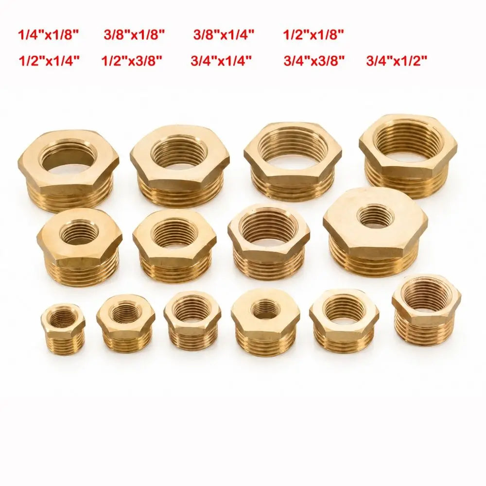 Brass Hex Bushing Reducing Coupler – 1/8 to 3/4 Pipe Fitting