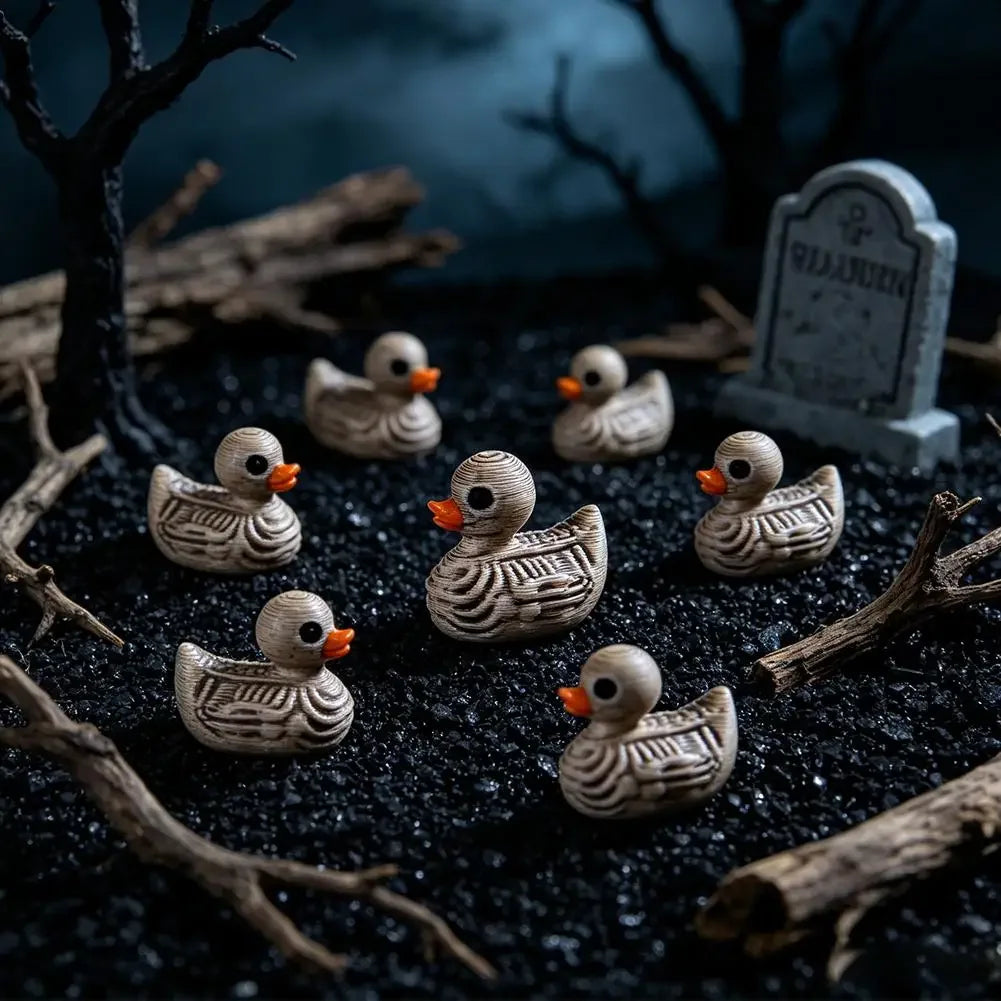 20pcs Mini Resin Skeleton Duck Gothic Halloween Decorations Halloween Resin Ornaments Nixie