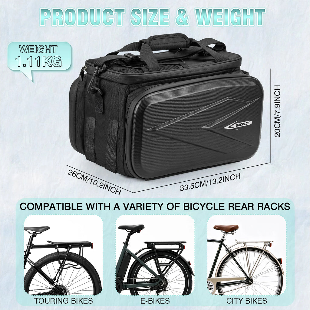 BUCKLOS 19L Bike Rear Rack Trunk Bag – Waterproof Pannier Bike Trunk Bag Nixie