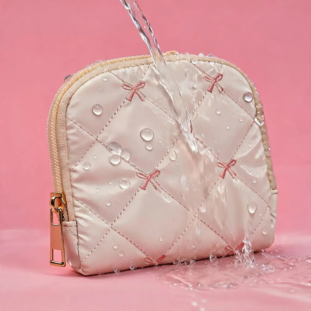 PU Leather Travel Jewelry Pouch – Bowknot Waterproof Zipper Case