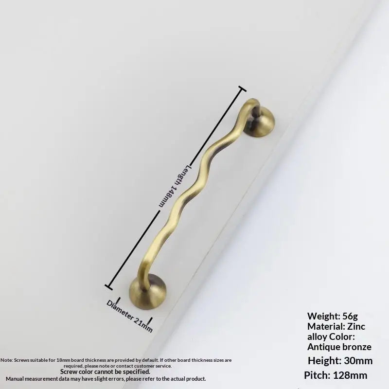 Zinc Alloy Wavy Cabinet Pull Handle – Modern Kitchen & Bath