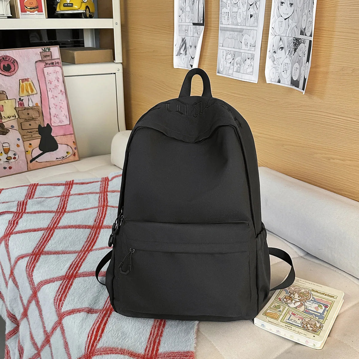 Letter-Embroidered Girls School Backpack – Large & Lightweight Girls School Backpack Nixie Black (Small)