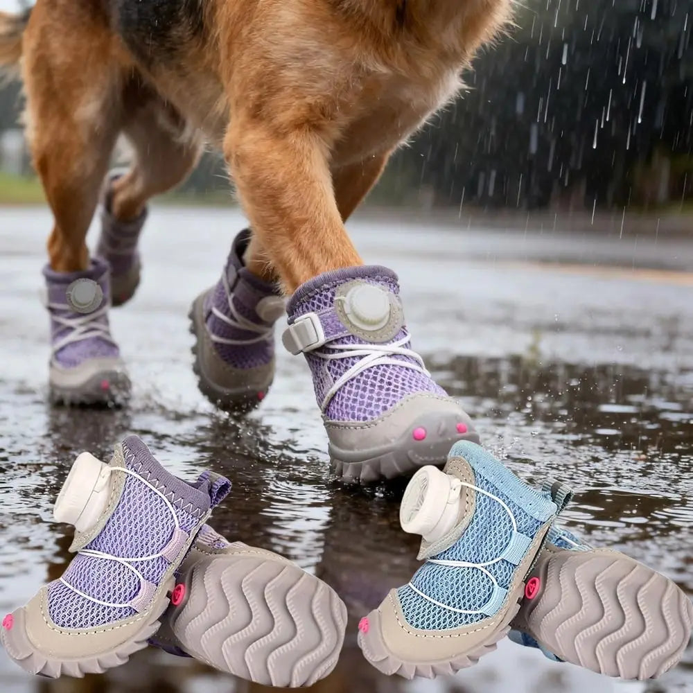4Pcs Waterproof Dog Shoes Anti-Slip Breathable Paw Protectors Dog Paw Boots Nixie