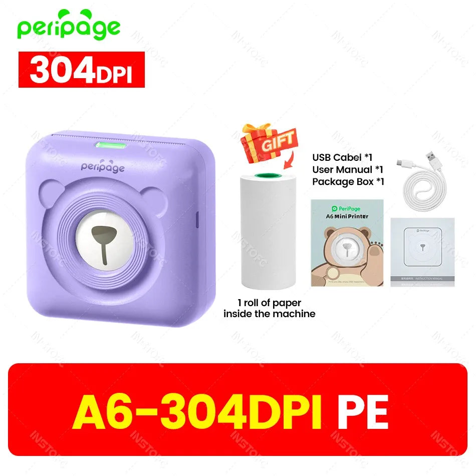 PeriPage A6 Portable Bluetooth Thermal Printer 304DPI