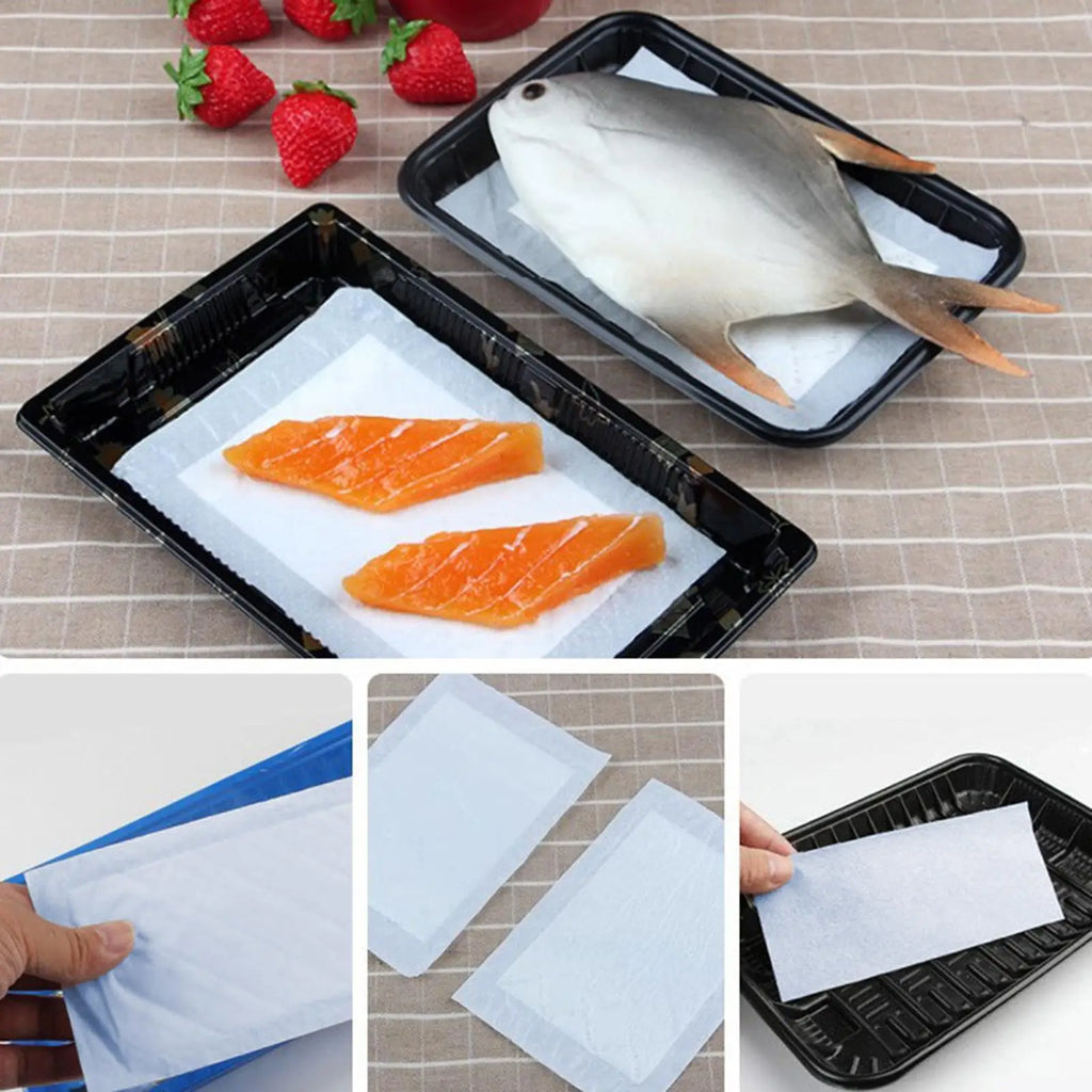 100PCS Meat Absorbent Pads – Dri-Lock Food Freshness Pads Meat Absorbent Pads Nixie