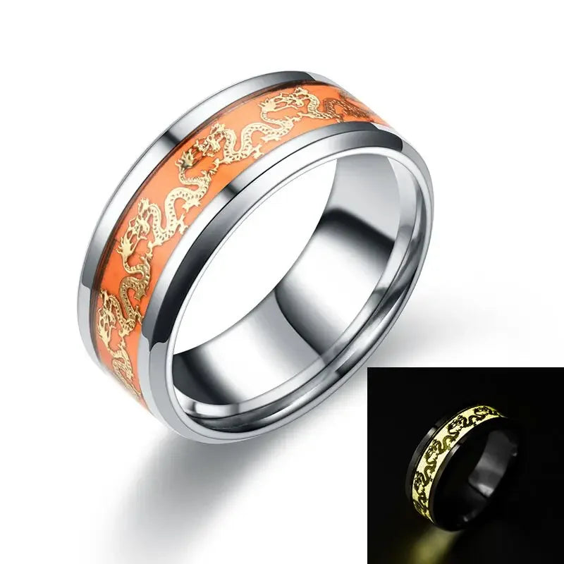 Stainless Steel Dragon Luminous Ring – Glow in the Dark Luminous Fashion Ring Nixie