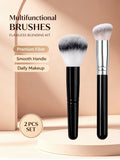 2PCS Makeup Brush Set – Foundation, Powder & Blush Brushes