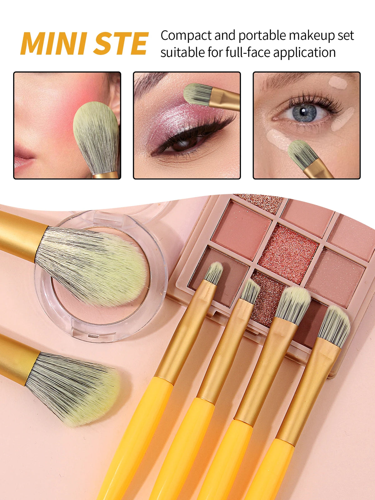 8-Piece Travel Makeup Brush Set with 2 Powder Puffs | Mini Kit Makeup Brush Set Nixie