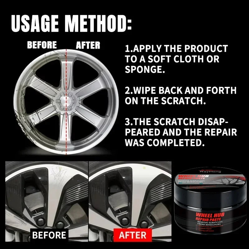 Wheel Hub Scratch Repair Paste – Rim Polish & Scuff Remover Wheel Repair Paste Nixie