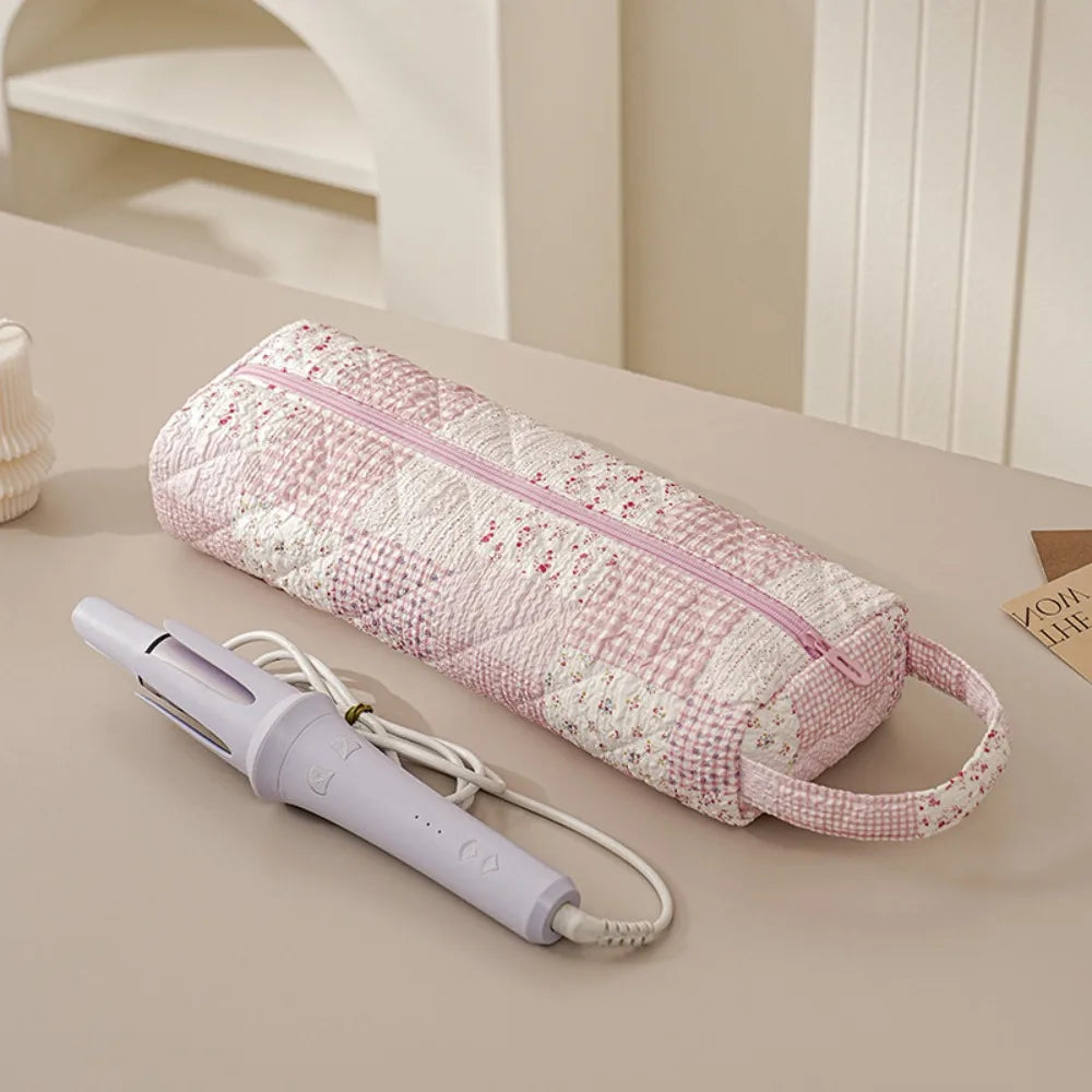 Quilted Hair Dryer Storage Bag with Handle – Dustproof Organizer