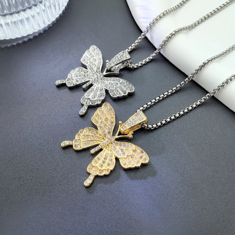 Butterfly Pendant Necklace Women – Stainless Steel Collarbone Chain Pendant Necklace Nixie