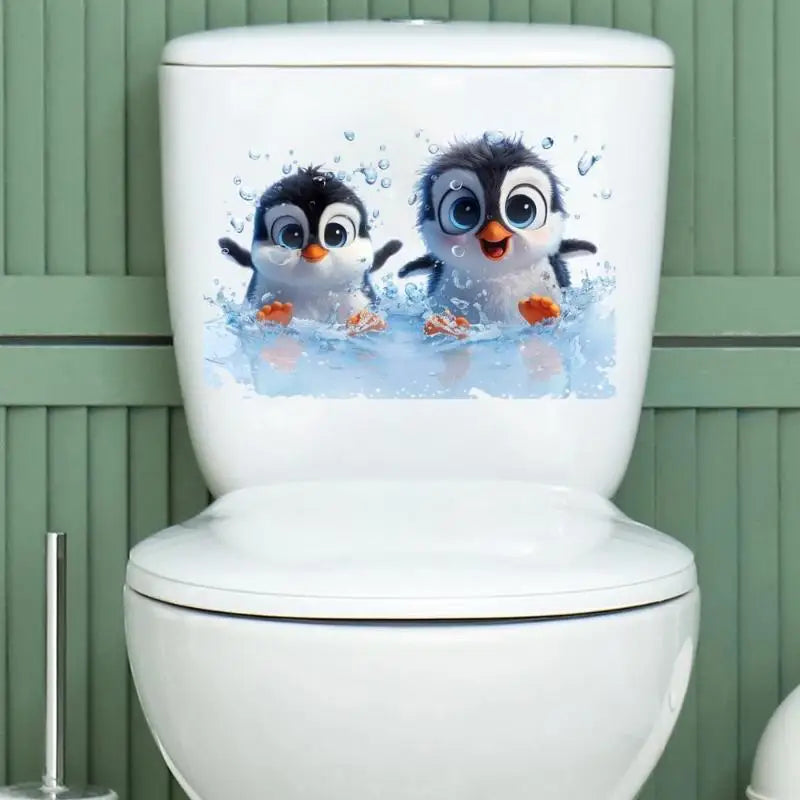 Penguin Toilet Lid Sticker – Waterproof Self-Adhesive PVC Decal Bathroom Decal Sticker Nixie