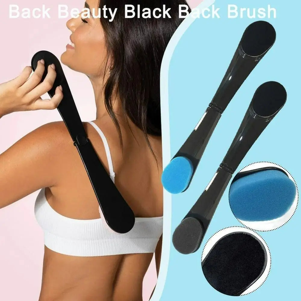 Foldable Back Lotion Applicator Brush – Long Handle Velvet Sponge